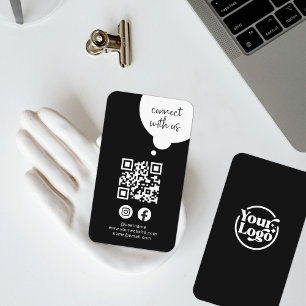 Svartvit anslutning med Social-media med QR-kod fr Visitkort