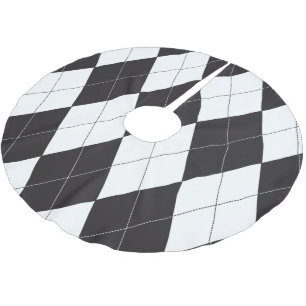 Svartvit argyle julgransmatta borstad polyester