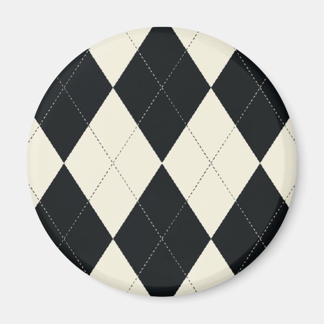 Svartvit Argyle Magnet (Framsidan)