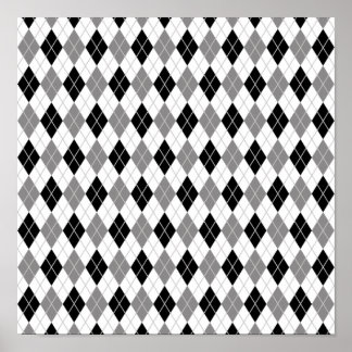 Svartvit argyle Mönster Poster