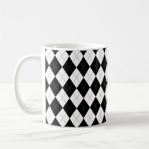 Svartvit argyle Mönster Preppy Geometric Kaffemugg