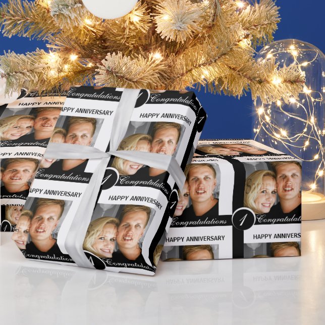 Svartvit årsdag presentpapper (Helgdagar)