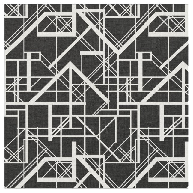 Svartvit art déco tyg (Närbild)
