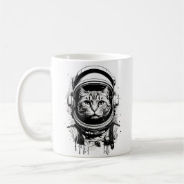Svartvit astronaut-katt kaffemugg