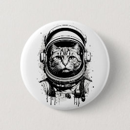 Svartvit astronaut-katt knapp