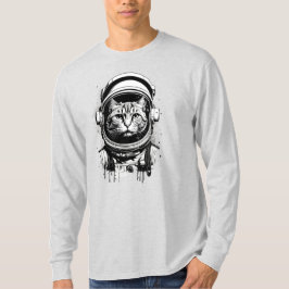 Svartvit astronaut-katt t shirt