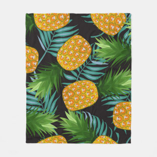 Svartvit av ananas Handflatan Fleecefilt