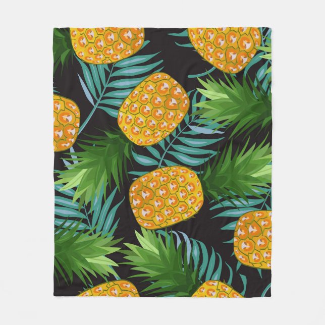 Svartvit av ananas Handflatan Fleecefilt (Framsidan)