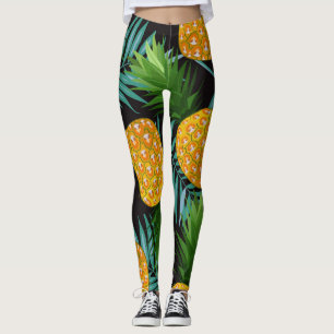 Svartvit av ananas Handflatan Leggings