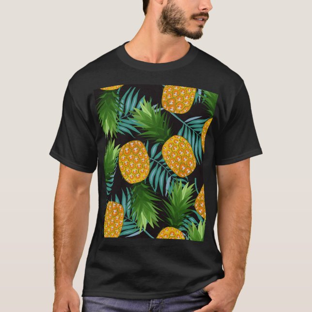 Svartvit av ananas Handflatan T Shirt (Framsida)