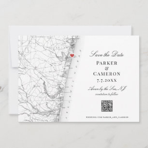 Svartvit, avon-by-the-Sea, NJ Karta Elegant QR Spara Datumet