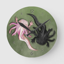 Svartvit Axolotls Art Rund Klocka