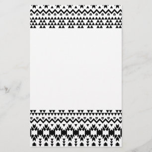 Svartvit aztec-geometrisk vektor mönster brevpapper