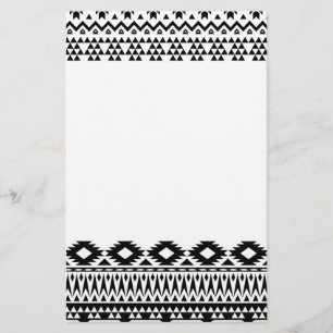 Svartvit aztec-geometrisk vektor mönster brevpapper