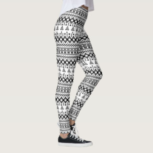 Svartvit aztec-geometrisk vektor mönster leggings
