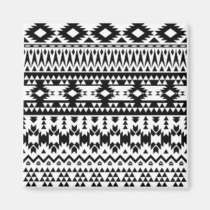 Svartvit aztec-geometrisk vektor mönster magnet