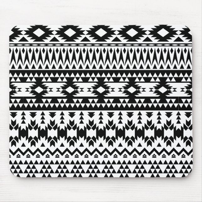 Svartvit aztec-geometrisk vektor mönster musmatta (Framsidan)