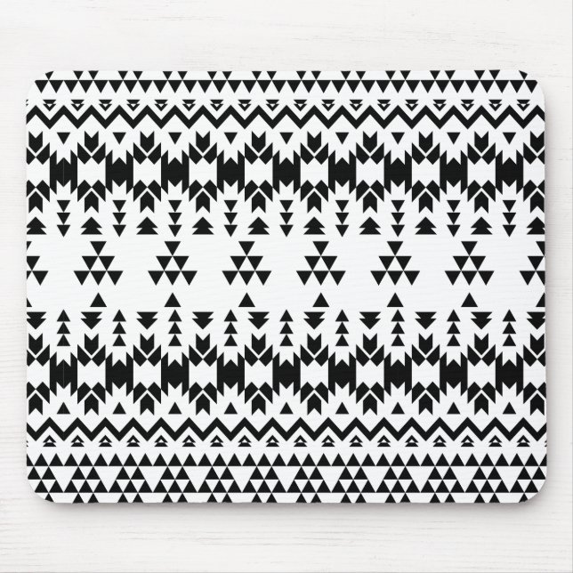 Svartvit aztec-geometrisk vektor mönster musmatta (Framsidan)
