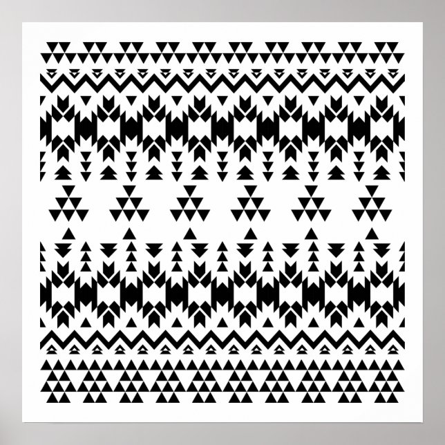 Svartvit aztec-geometrisk vektor mönster poster (Framsidan)