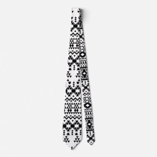 Svartvit aztec-geometrisk vektor mönster slips