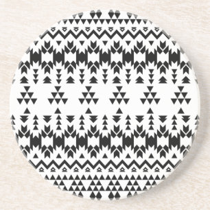 Svartvit aztec-geometrisk vektor mönster underlägg