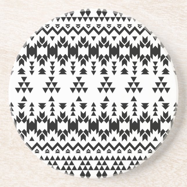 Svartvit aztec-geometrisk vektor mönster underlägg (Framsidan)
