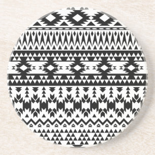 Svartvit aztec-geometrisk vektor mönster underlägg