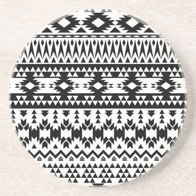 Svartvit aztec-geometrisk vektor mönster underlägg (Framsidan)