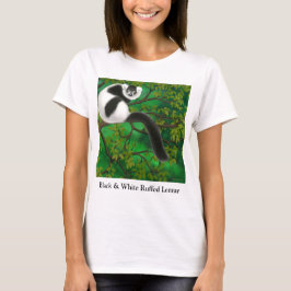 Svartvit Babydoll för Ruffed Lemurdamer Tee Shirt