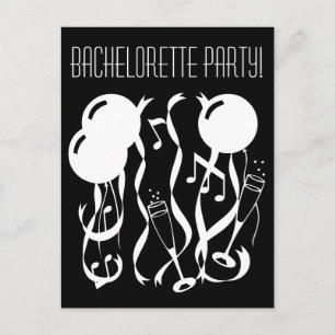 Svartvit bachelorette Party inbjudan vycard Vykort