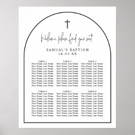 Svartvit båge med minimalistiskt baptismsätesdiagr poster