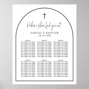 Svartvit båge med minimalistiskt baptismsätesdiagr poster