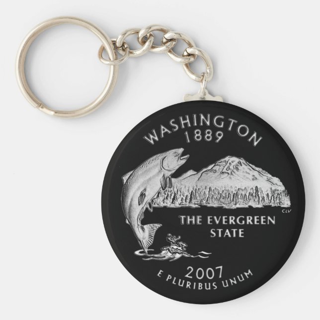 Svartvit bakgrund i Washington State Quarter Nyckelring (Framsidan)