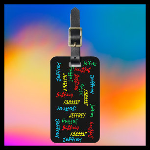 Svartvit bakgrundsflagga för Namn upprepade gånger Bagagebricka