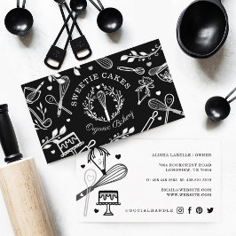 Svartvit baking & Cooking Utensil Bakery Visitkort