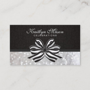Svartvit band/Damask/Bokeh Visitkort