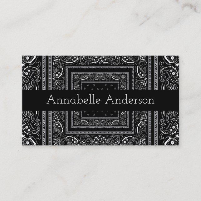 Svartvit Bandana personalize Visitkort (Framsida)