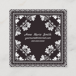Svartvit bandanna-design fyrkantigt visitkort