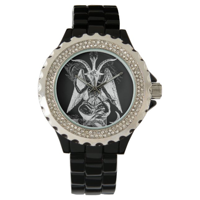 Svartvit baphomet (gammal Stil) Armbandsur (Framsida)