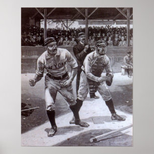 Svartvit baseball avbildar poster