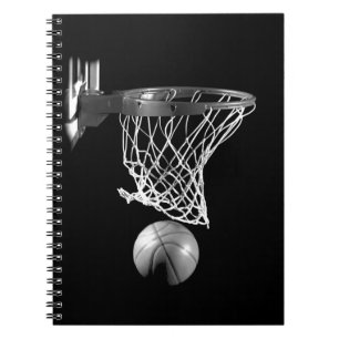 Svartvit basket anteckningsbok med spiral