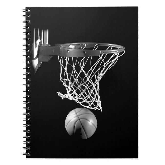 Svartvit basket anteckningsbok med spiral (Framsidan)