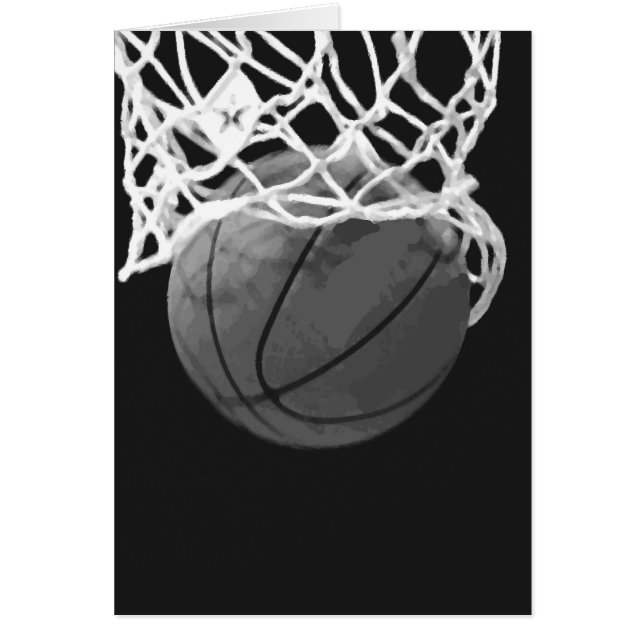 Svartvit basket hälsningskort (Framsidan)