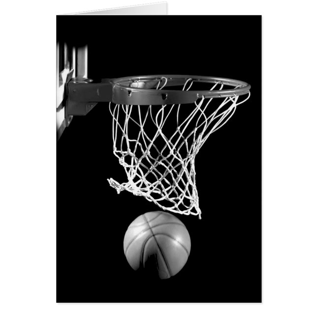 Svartvit basket hälsningskort (Framsidan)
