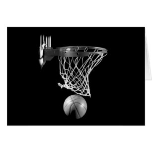 Svartvit basket hälsningskort