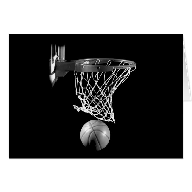 Svartvit basket hälsningskort (Framsidan Horizontal)