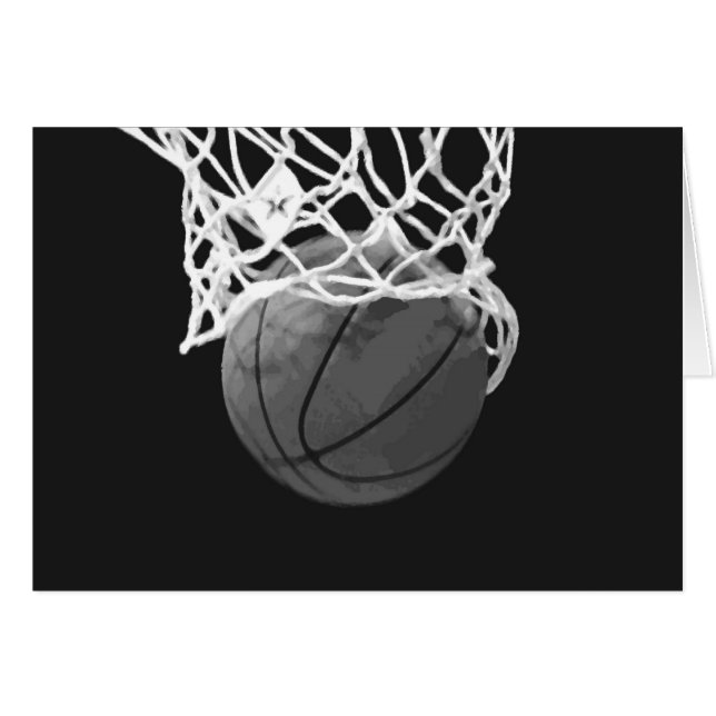 Svartvit basket hälsningskort (Framsidan Horizontal)