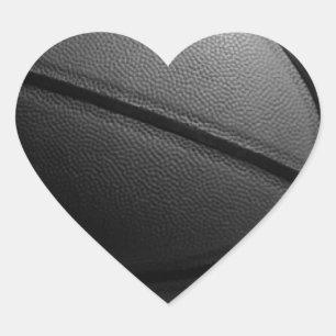 Svartvit basket hjärtformat klistermärke