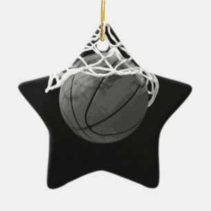 Svartvit basket julgransprydnad keramik