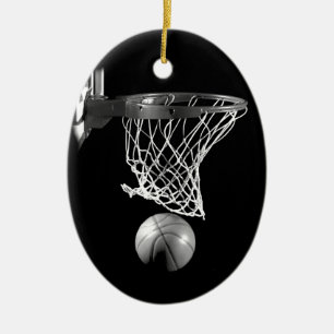 Svartvit basket julgransprydnad keramik